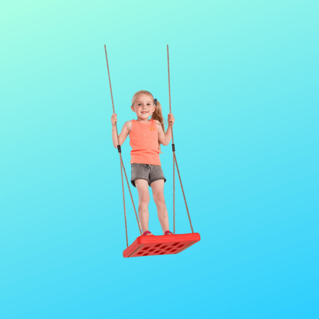 child standing on the KBT Foot swing swinging