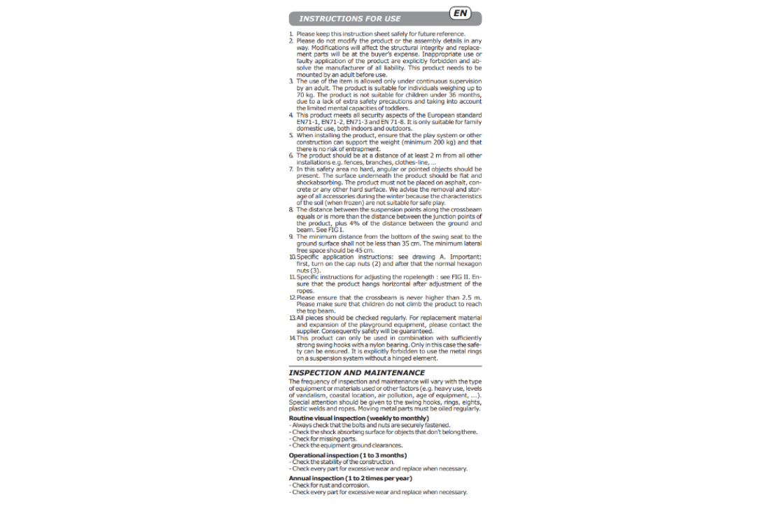 Straight Rubber Swing Seat - KBT