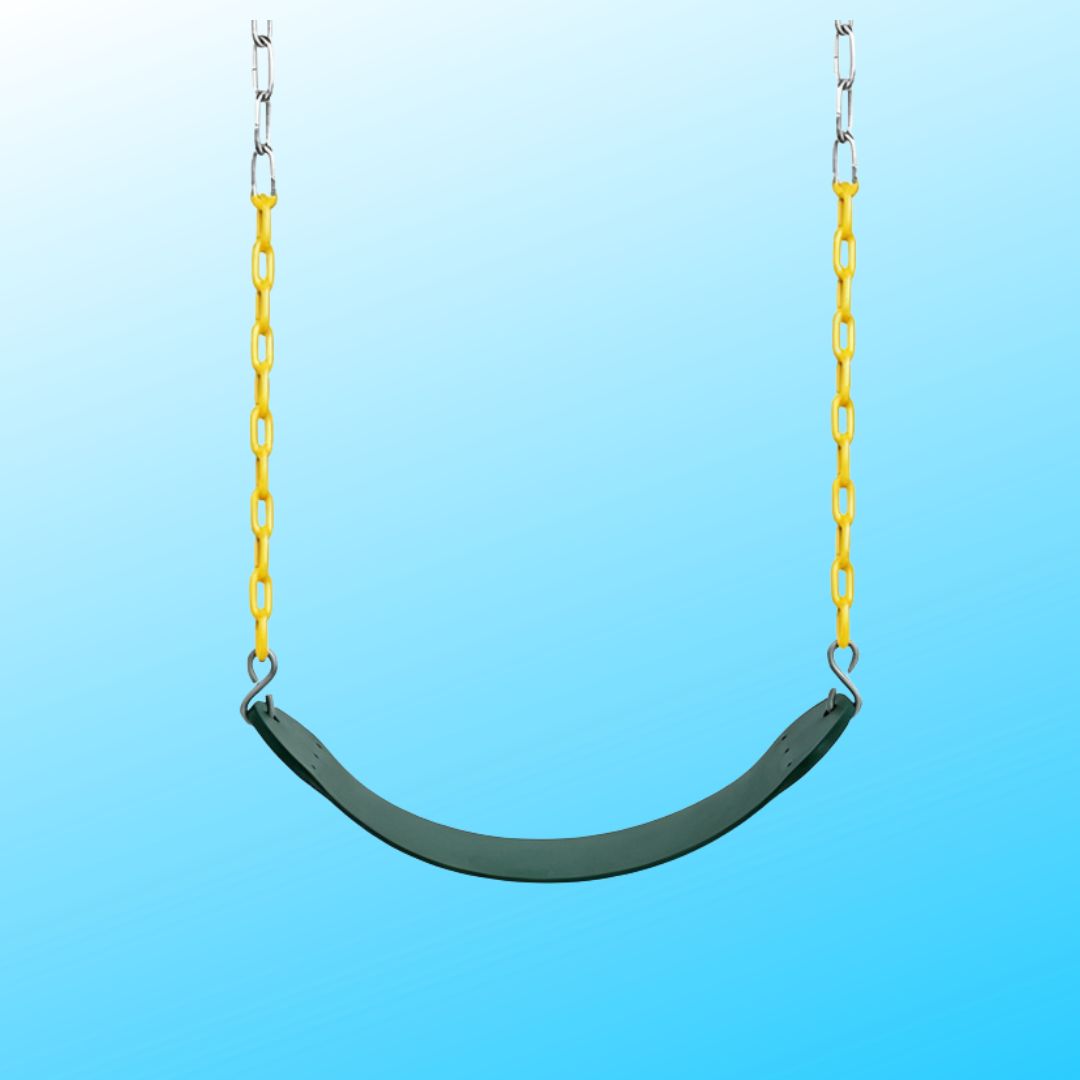 green belt swing with yellow plastisol coated chain in nz.