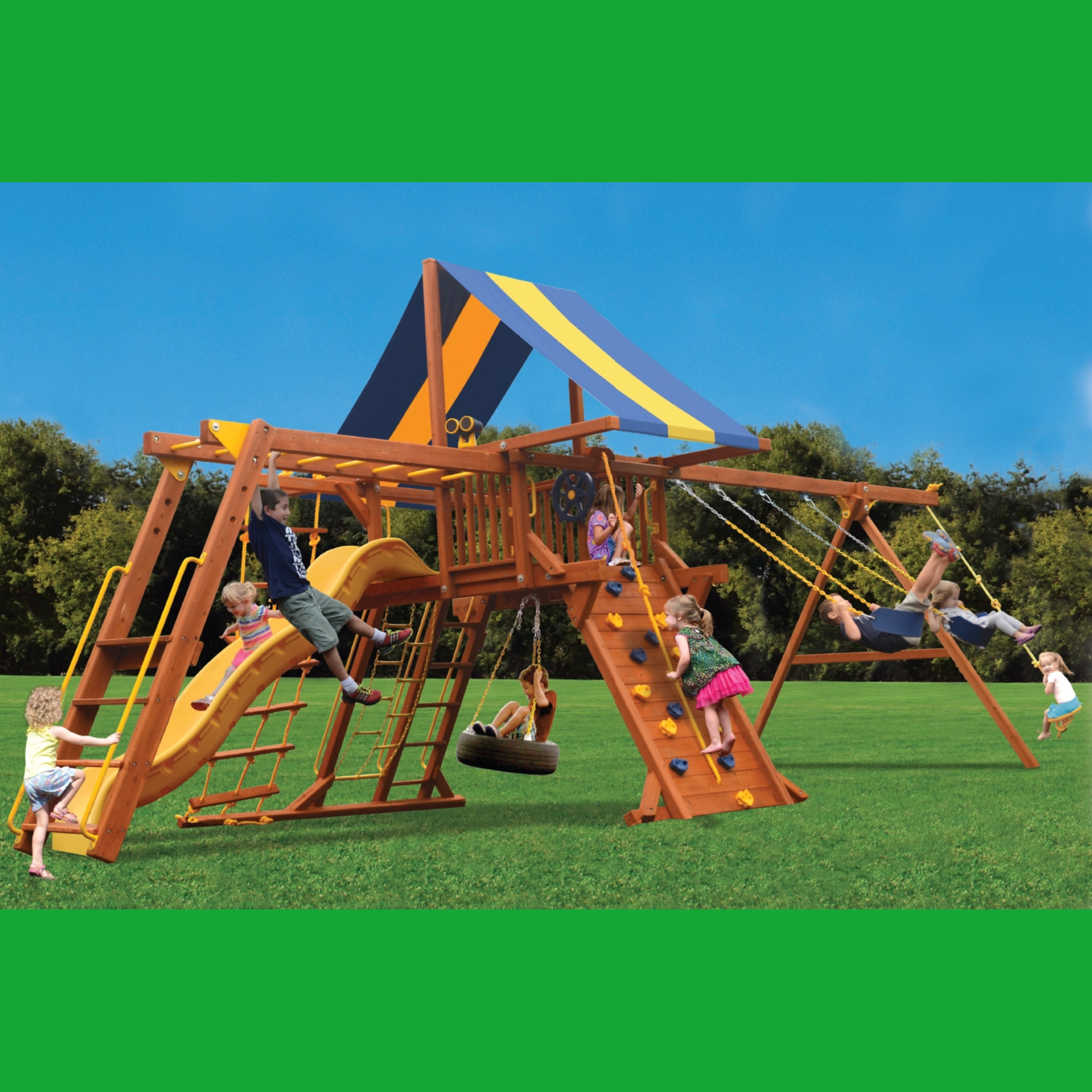 Deluxe Playcentre 3, with swings & monkey bars