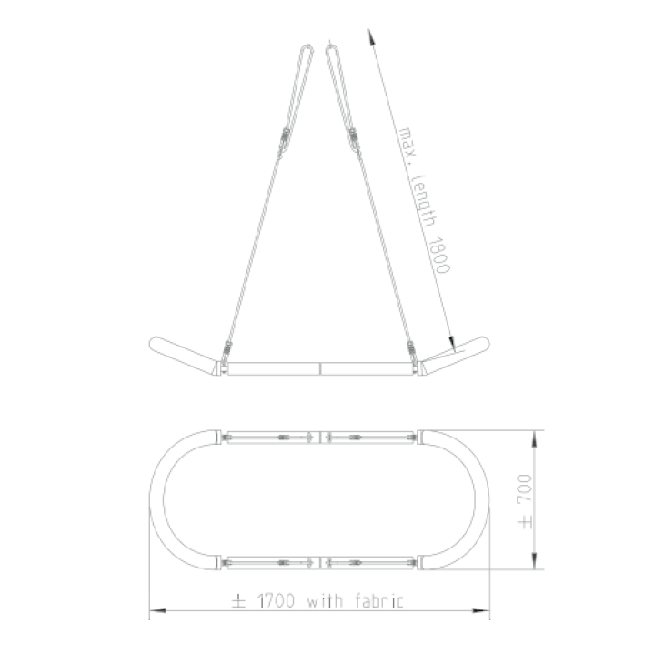diagram showing measurements of grandoh nest swing