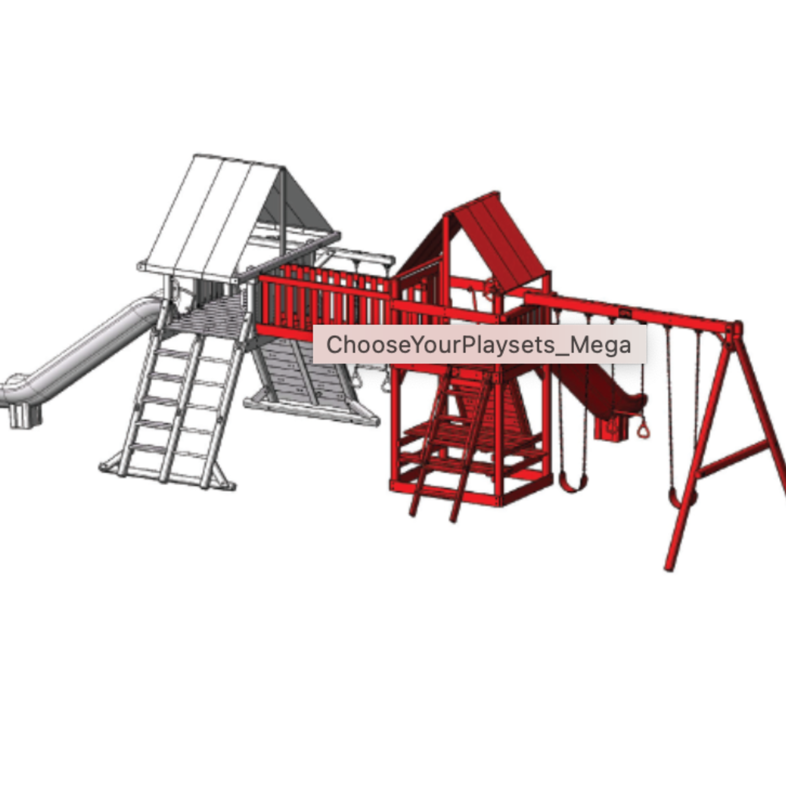 drawing of a large wooden kids playground