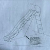 A close-up of a white instruction sheet or manual page showing a line drawing of a slide