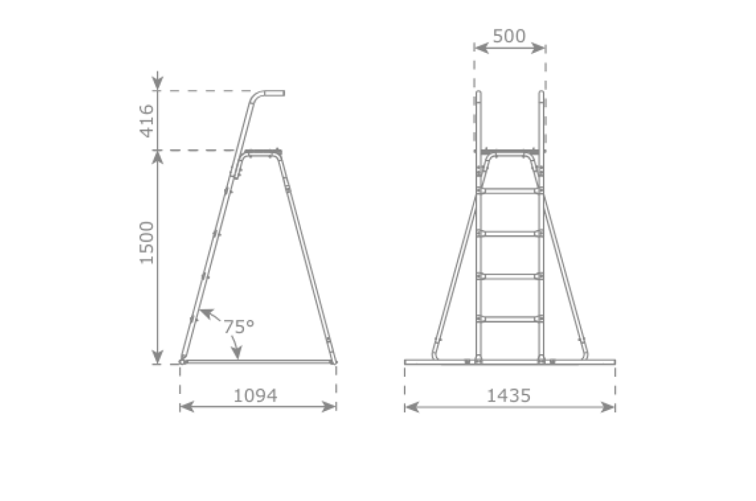 1.5m deck height Ladder & slide set