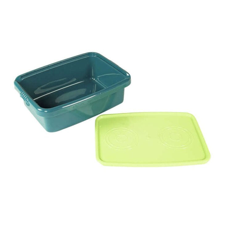 teal plastic tub for the mud kitchen in nz