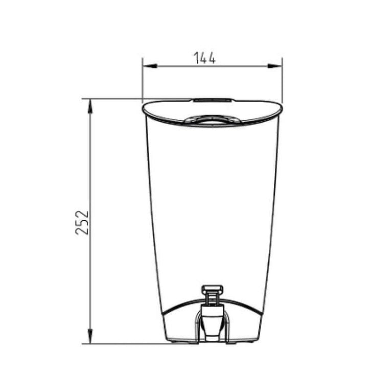 diagram showing the measurements of the tap and reservoir