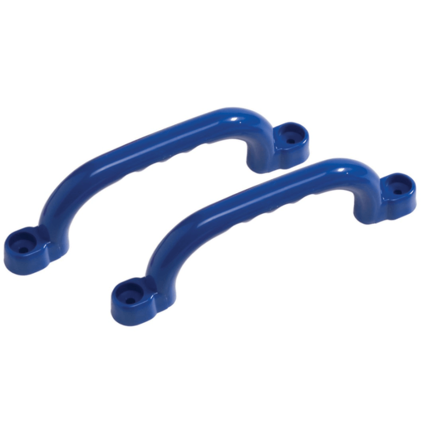 2 blue plastic handles for playground, plus screws and screw covers.