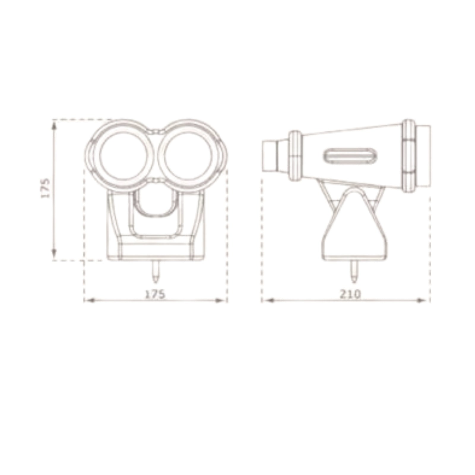 diagram showing the measurements for the playground binoculars