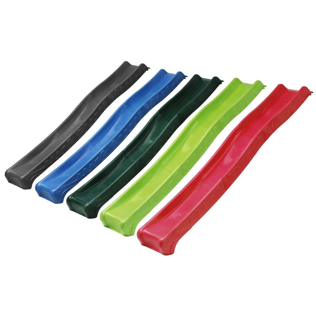colour options of the Rocli playground slide - not all available all the time.
