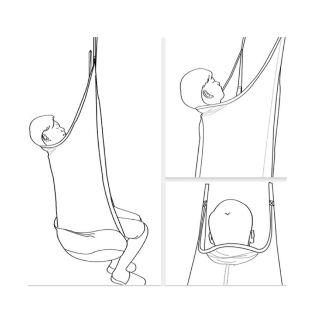 diagram showing how a person sits in the sensory pod chair.