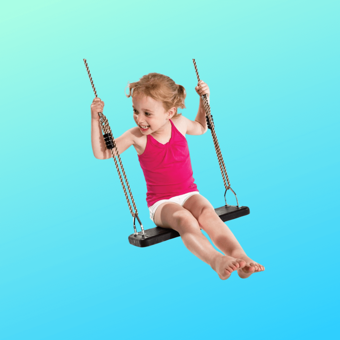 girl swinging on straight rubber swing seat
