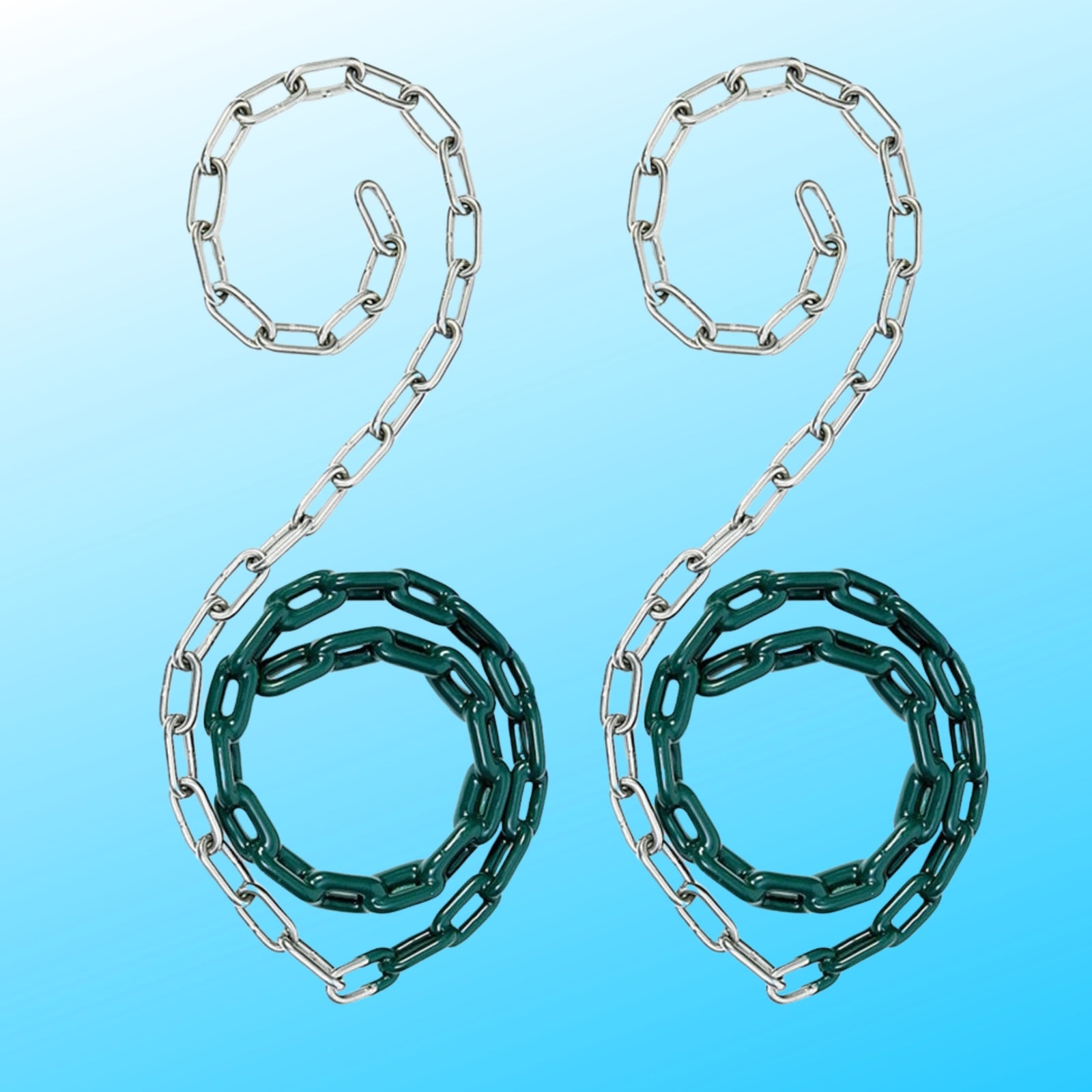 pair of swing chains with green plastisol coating