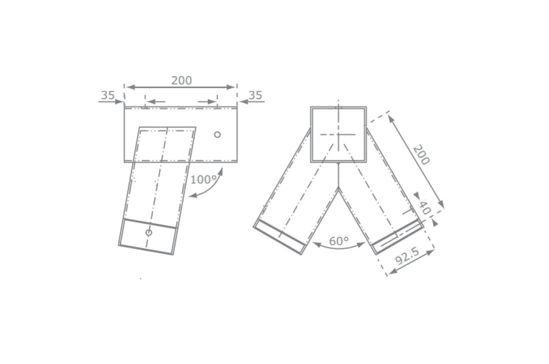 Swing Corner Bracket – Oblique (Square)