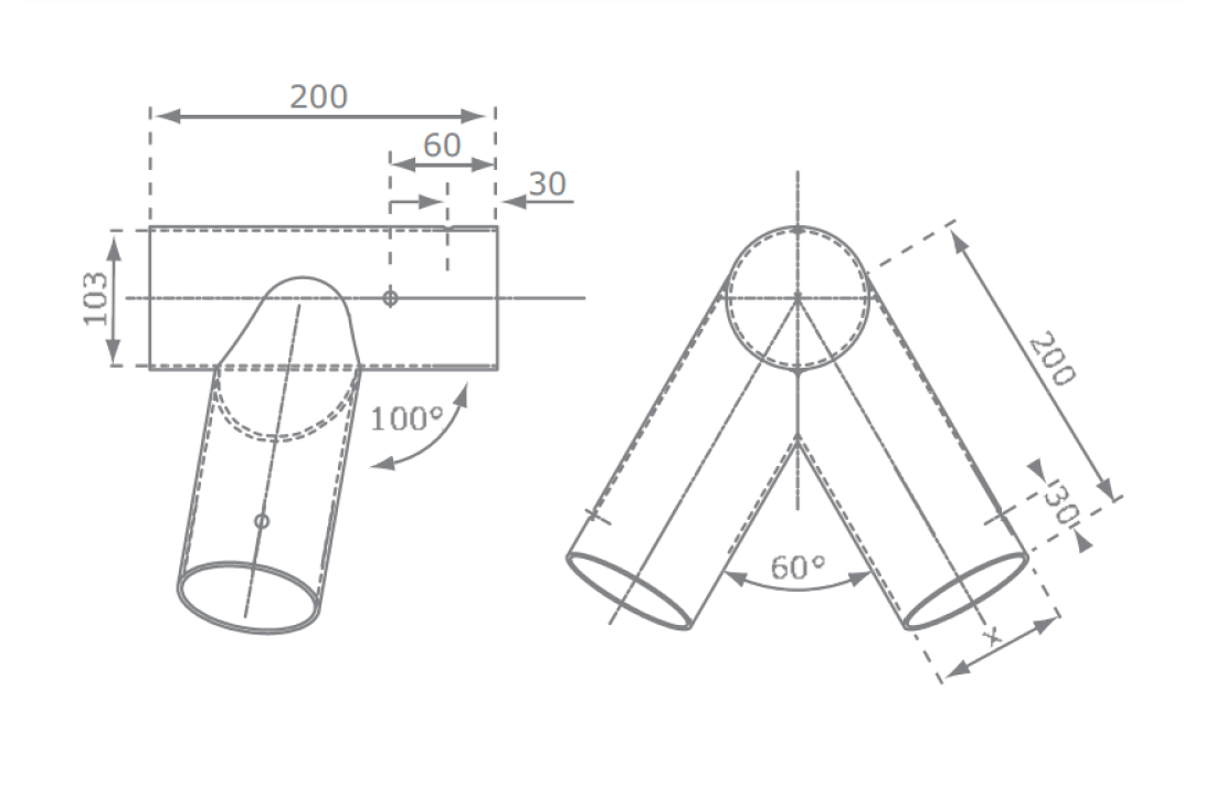 Swing Corner Bracket – Oblique (Round)