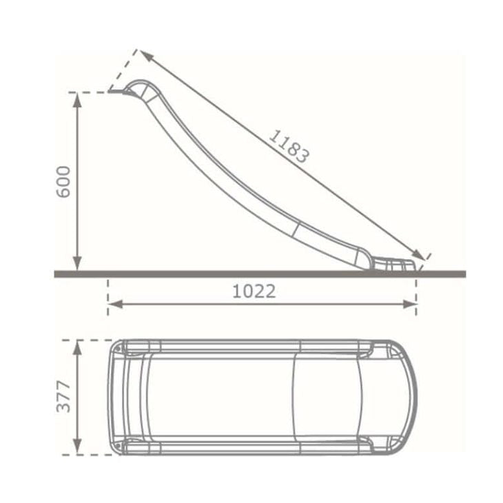 diagram showing measurements for the green toba slide in nz