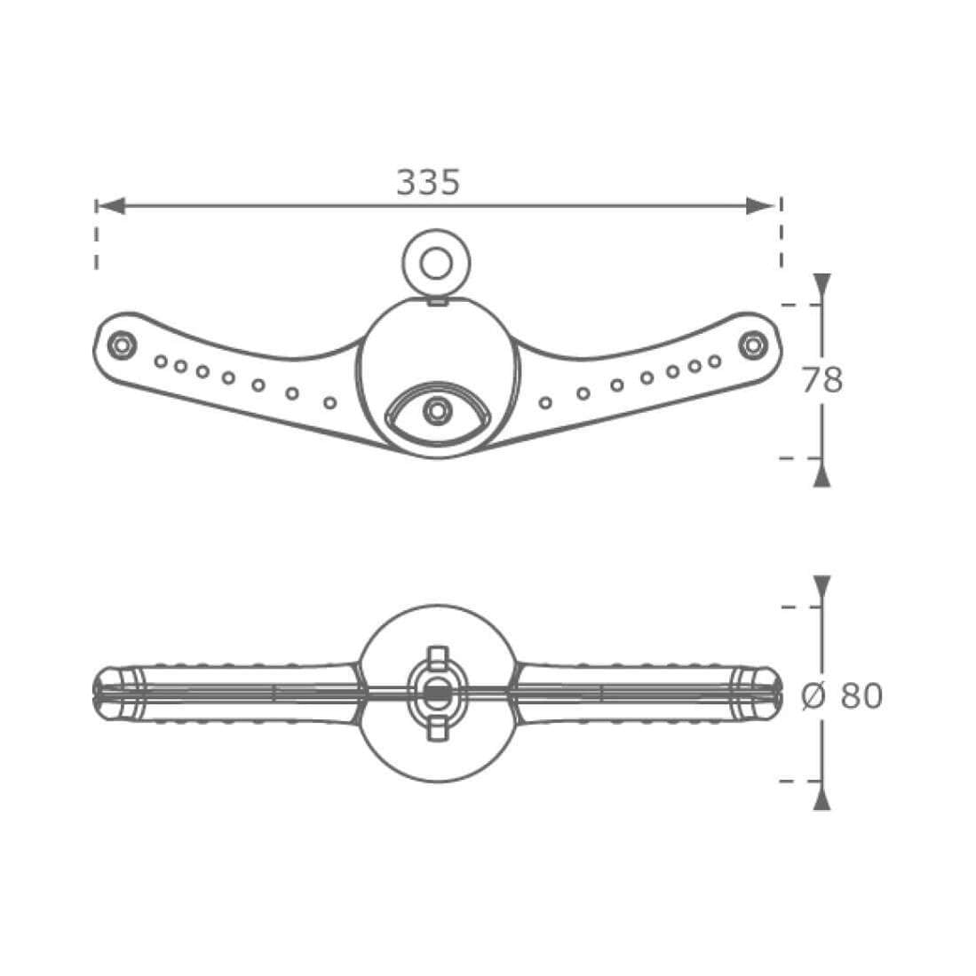 diagram showing the measurements of the ventolino swing