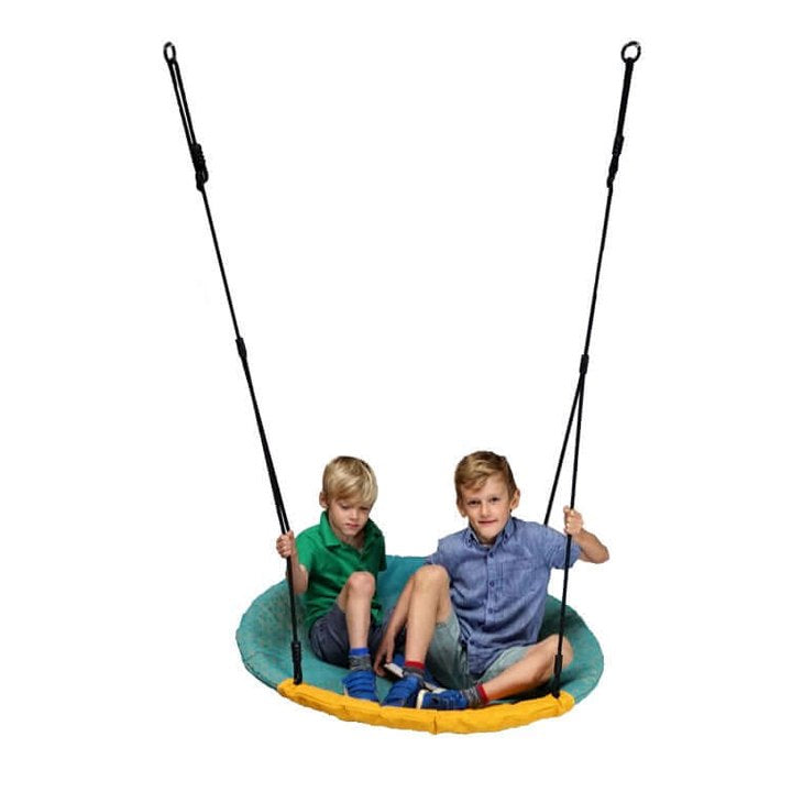 two children swinging on winkoh nest swing in nz