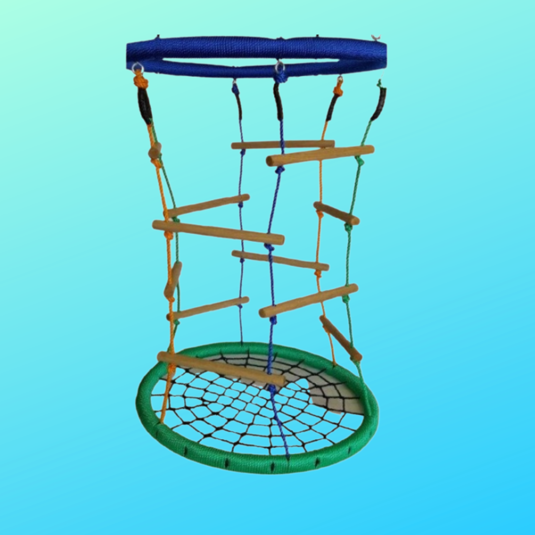 Nest swing with rope ladder for climbing