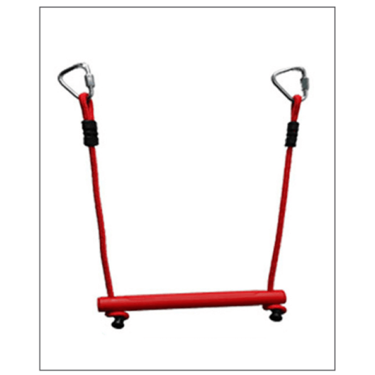 red trapeze bar with ropes 