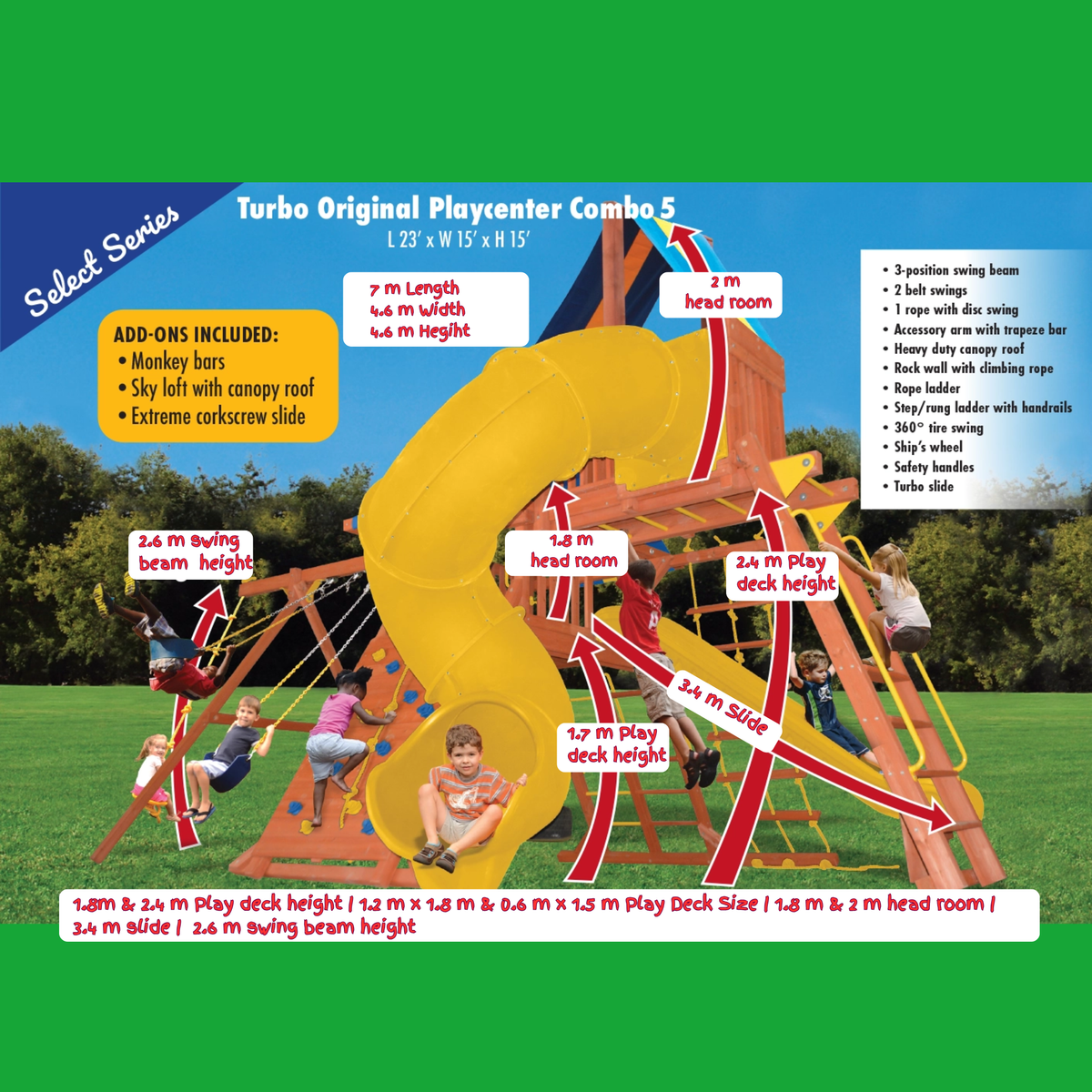 Original Playcentre 5, with Swings, Monkey Bars, Sky Loft & Tube slide