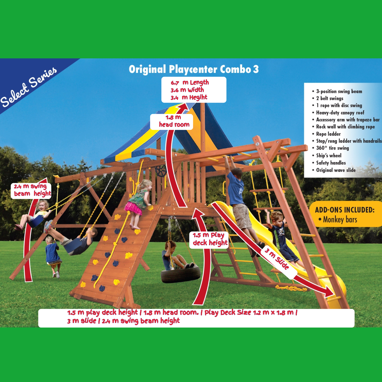 Original Playcentre 3, with swings & monkey bars