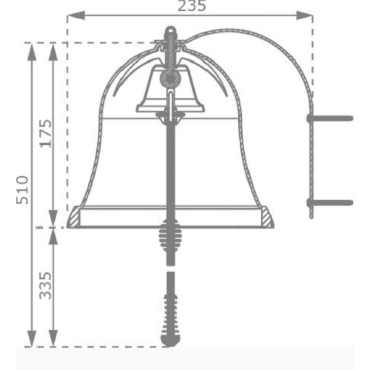 diagram of the measurements for the playground bell