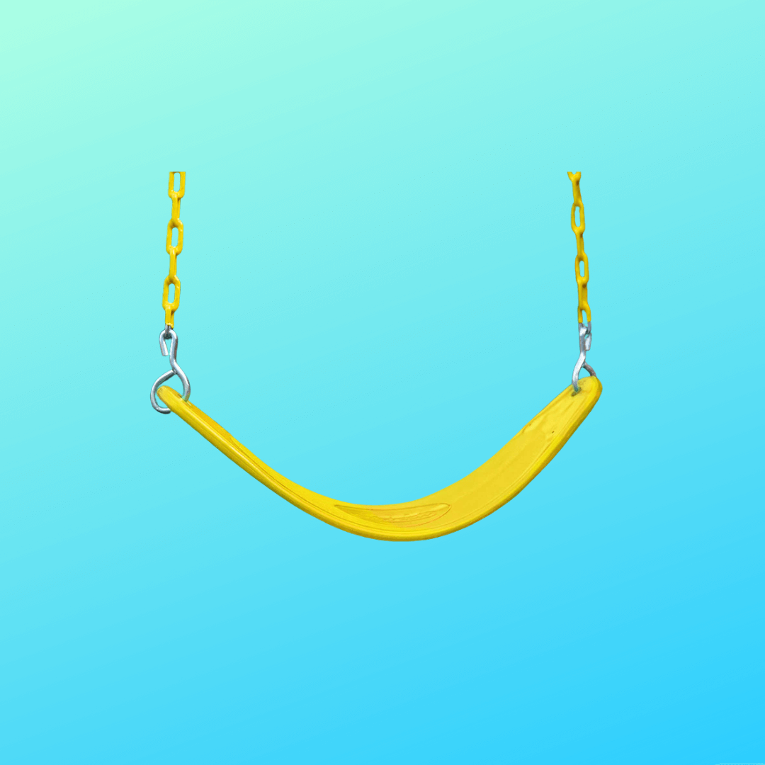 yellow belt swing seat with plastisol coated chains