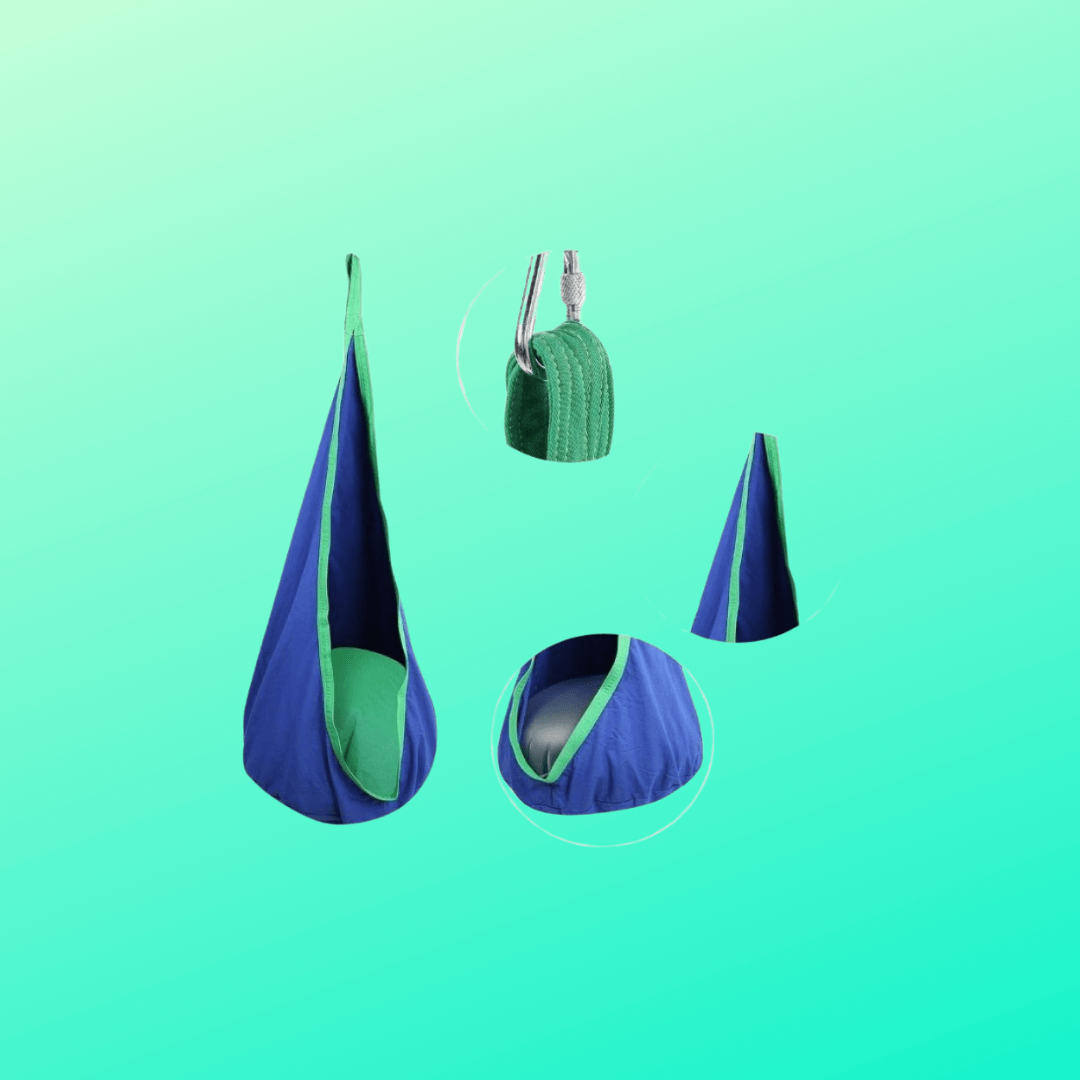 Blue and green sensory cacoon swing