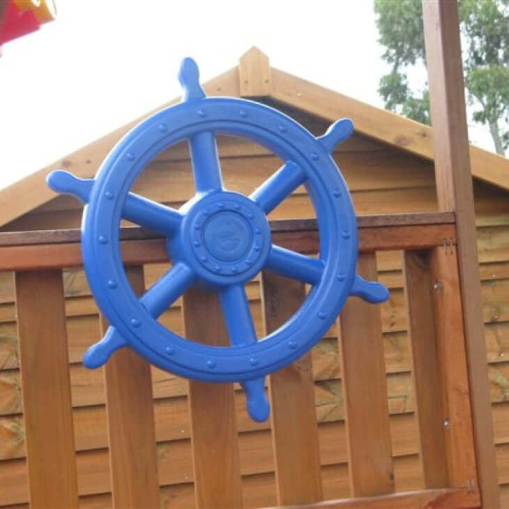 blue plastic ship's wheel for playground in nz