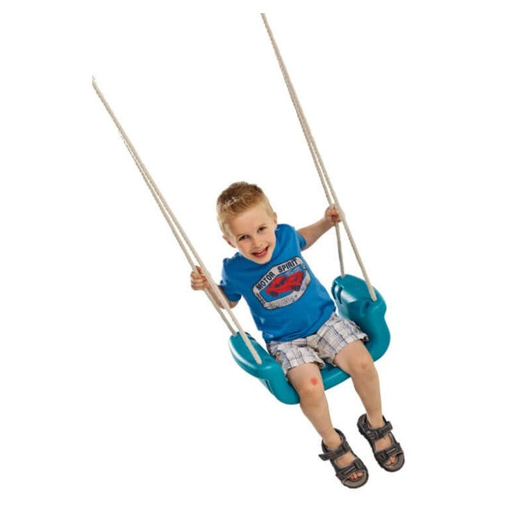 boy on swing seat swinging