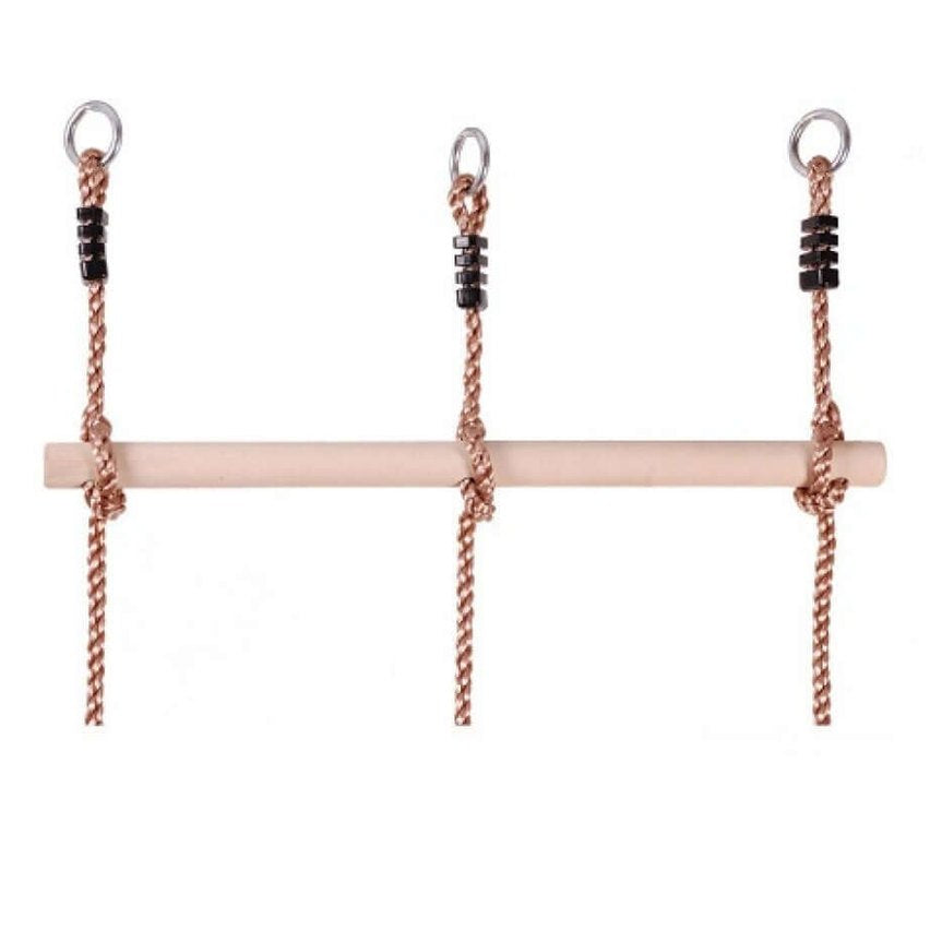 close up showing the top of the rope ladder and the attachment rings