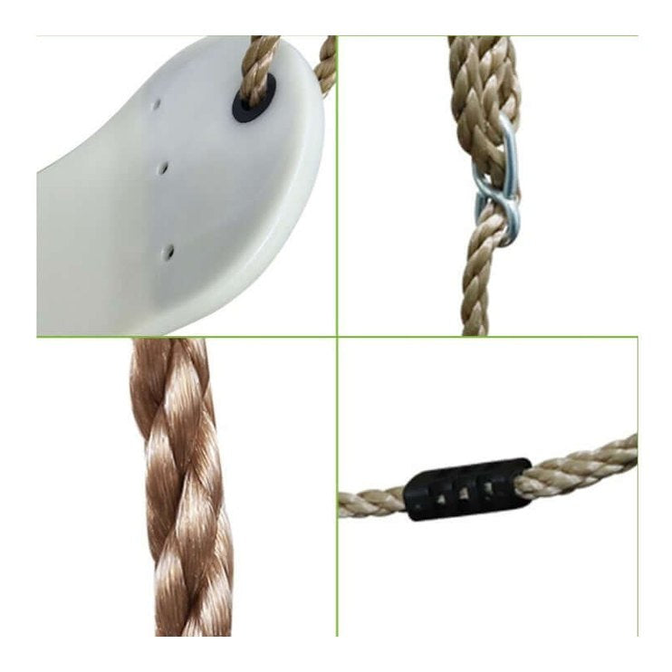 a close up of the rope and belt swing attachments on the glow in the dark flexible belt swing
