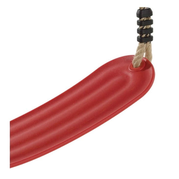 close up of the red flexible belt swing with rope attachment