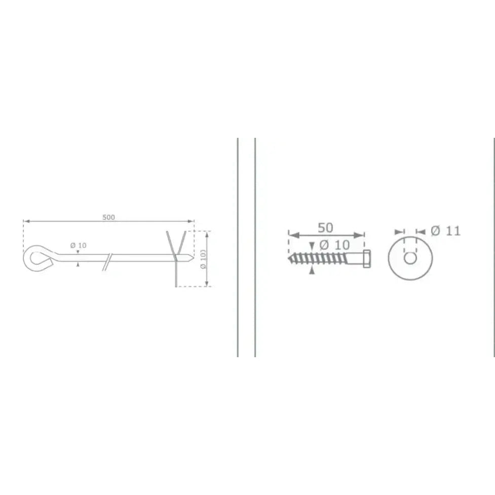 diagram showing the measurements of the playground ground screw