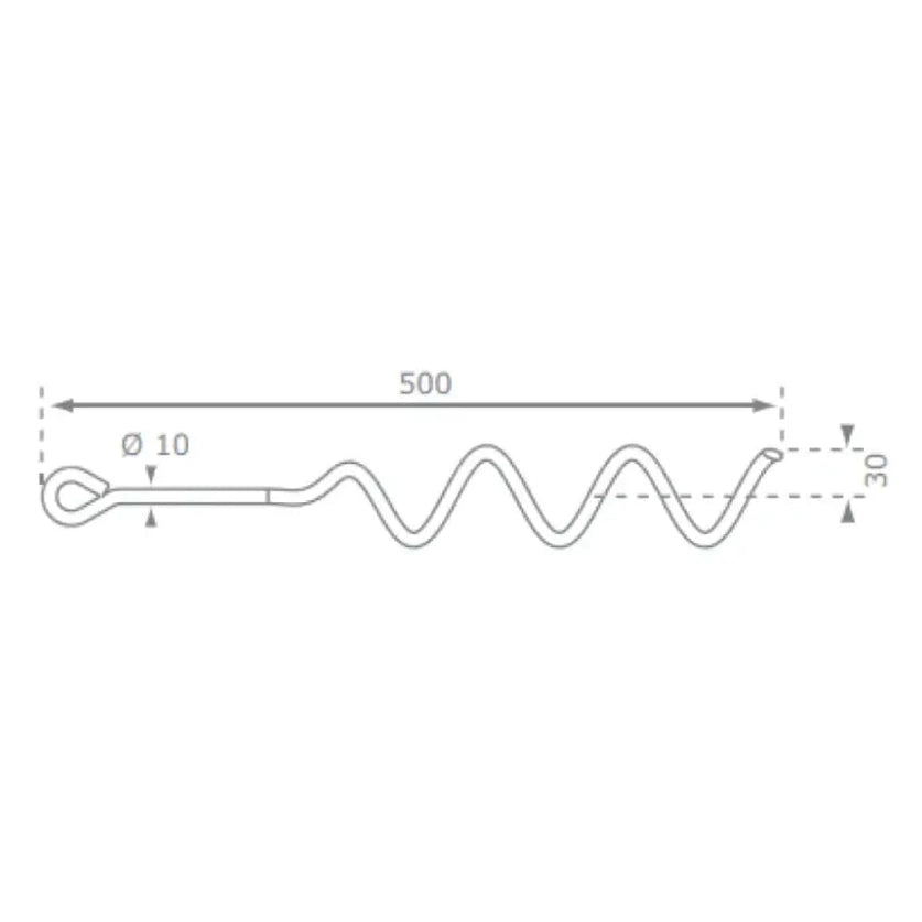 diagram of the measurements of the spiral ground screw