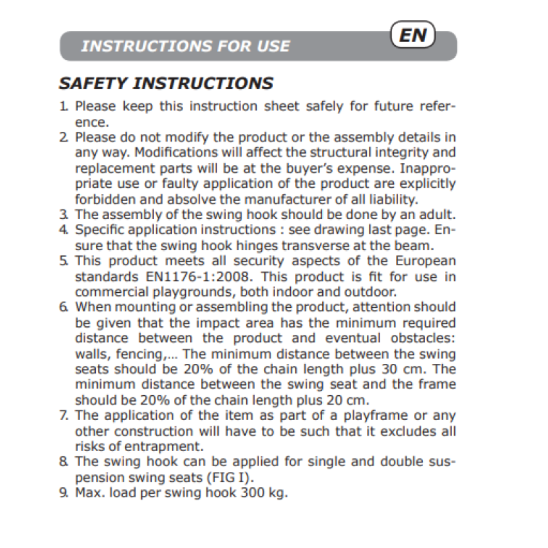 instructions for hanging a swing hanger commercial grade