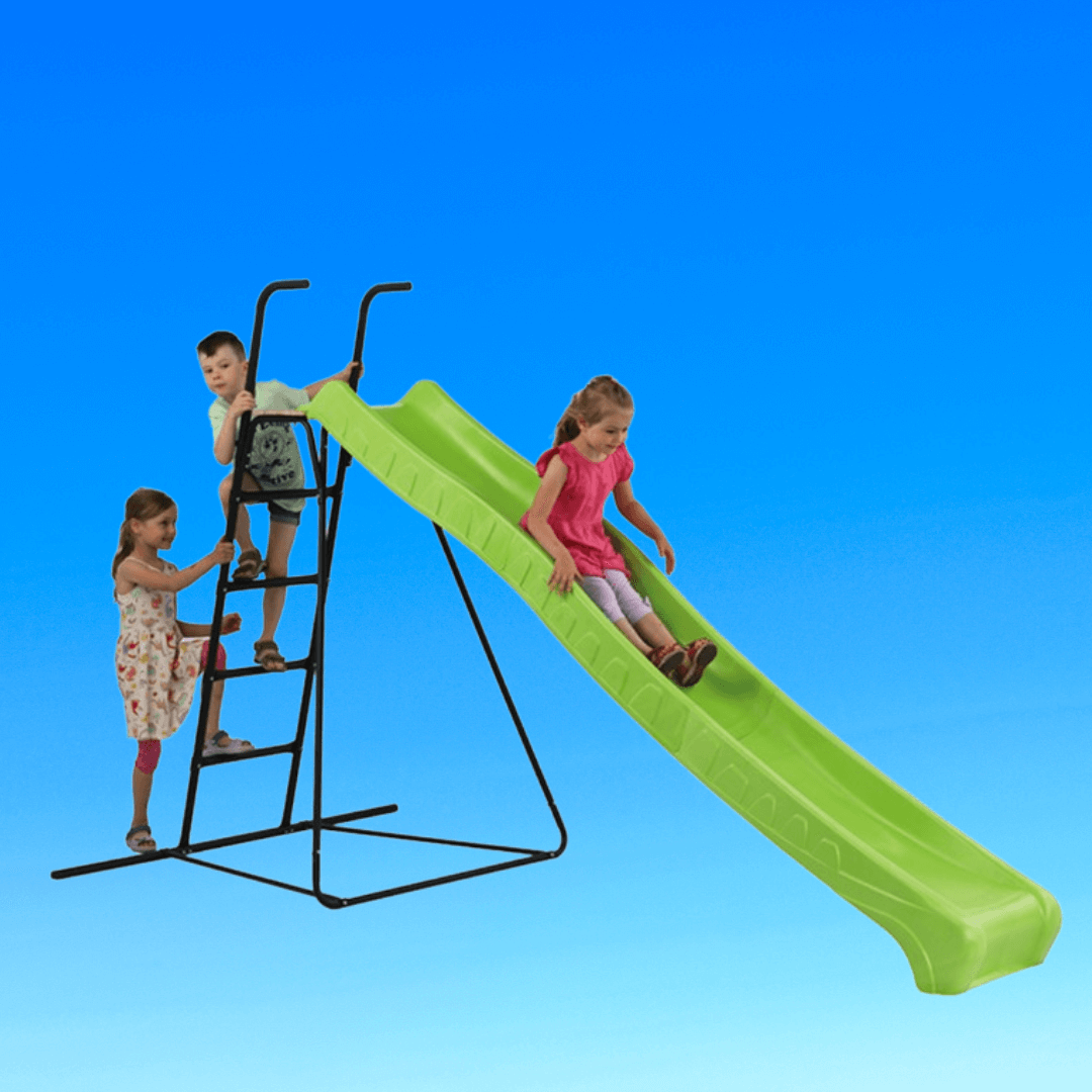 kids playing on the slide and ladder to climb the slide.