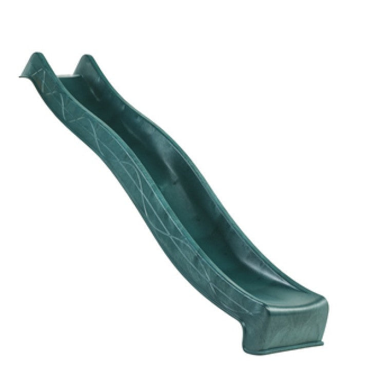 A dark green plastic slide 