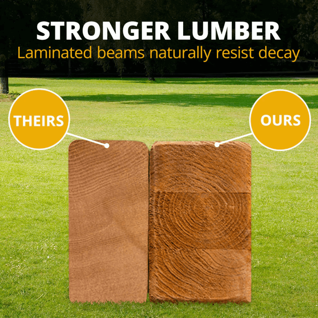 two beams showing the strength of our playground lumber