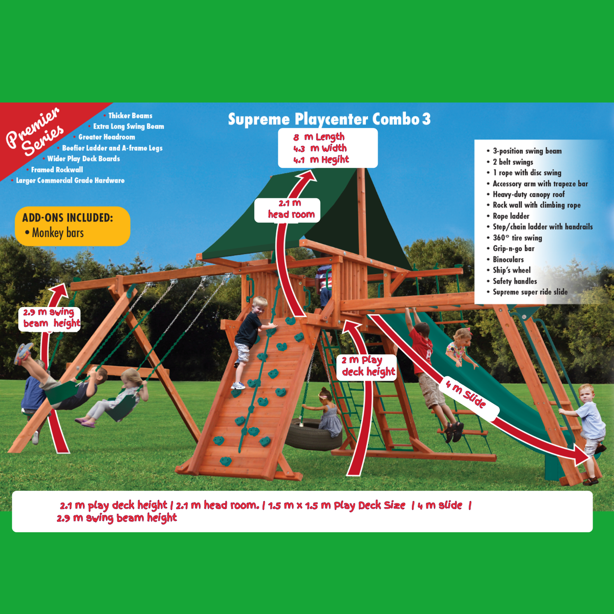 Supreme Playcenter Combo 3 with features highlighted on a green background