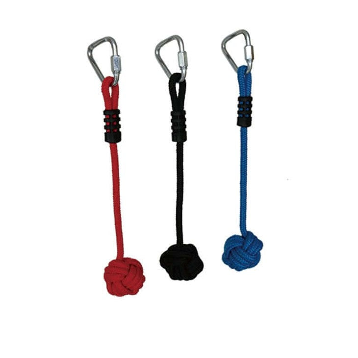 blue, red, and black ninja rope balls