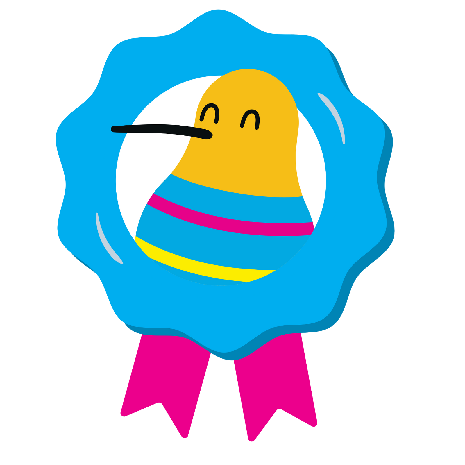 Kiwi in a rosette showing kiwiplay's commitment to quality