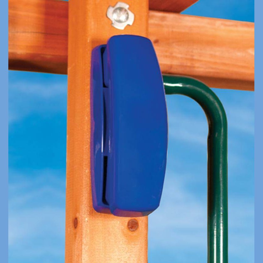 blue telephone attached to backyard playground