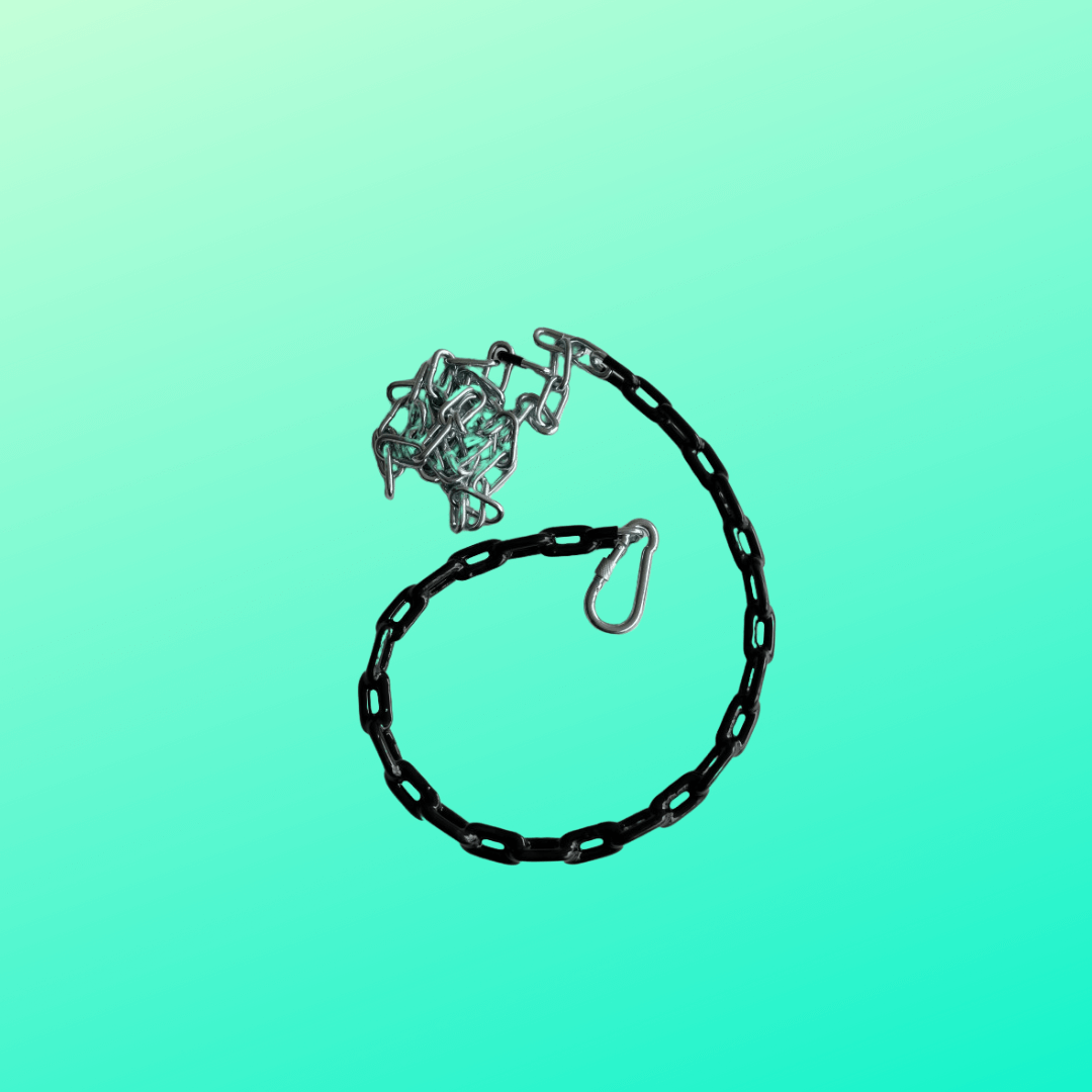 black plastisol coated chain ready to hang a swing