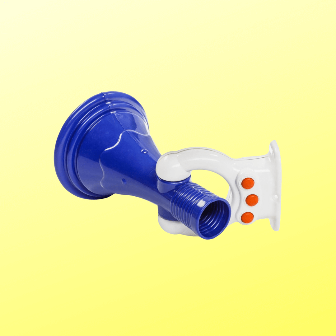 blue and white megaphone for playground. makes sounds