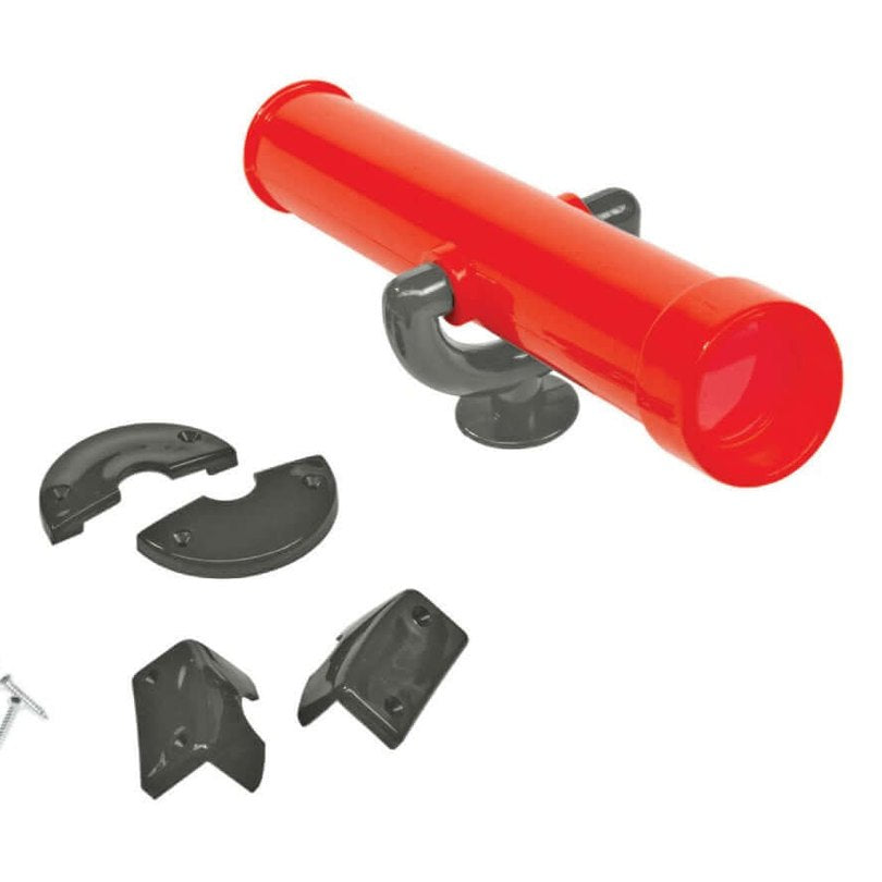 Red plastic playground telescope with black accents