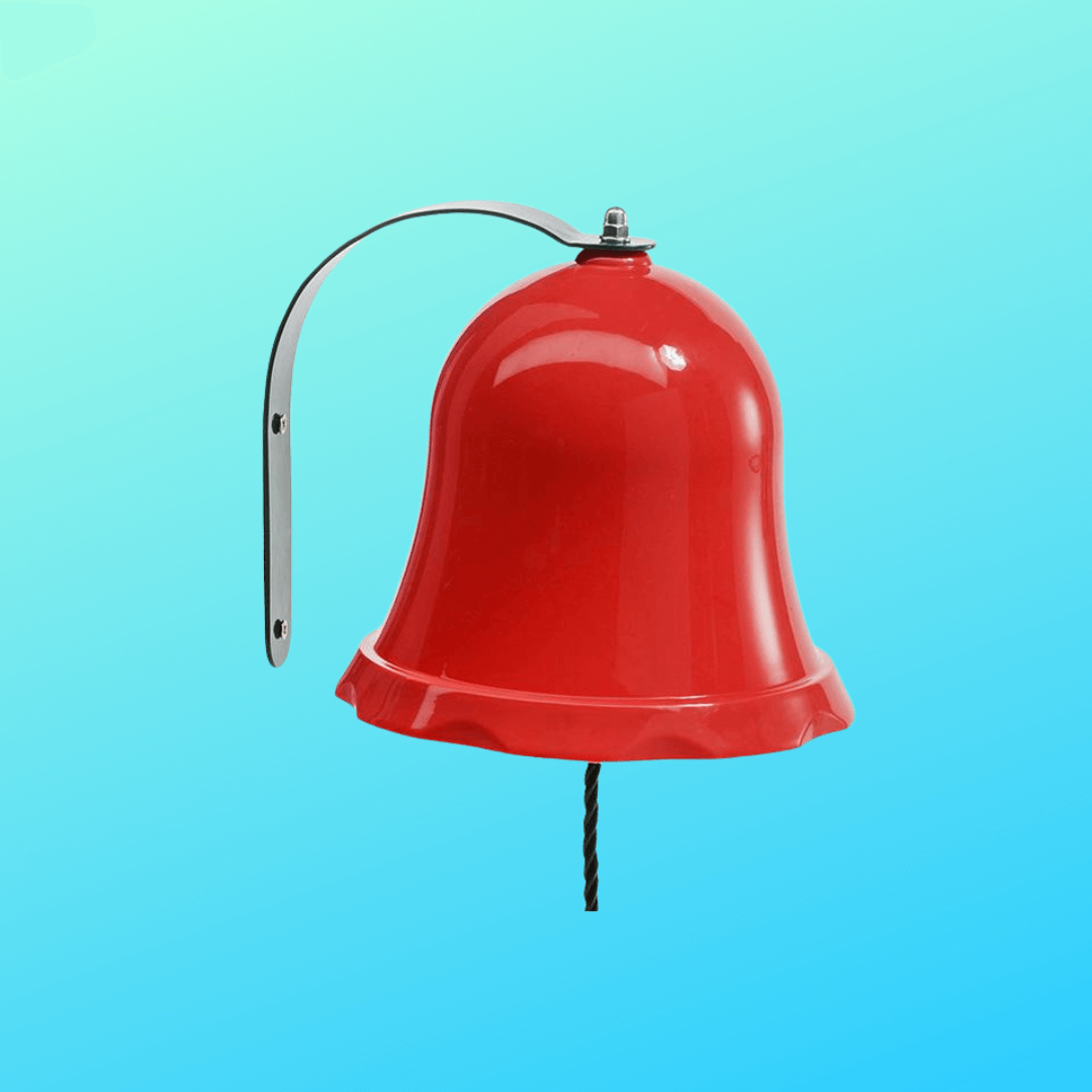 red playground bell with real sounds and hanging bracket