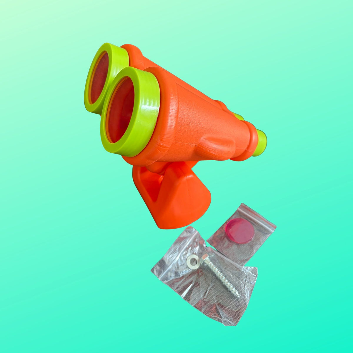 orange playground binoculars with hardware for installation