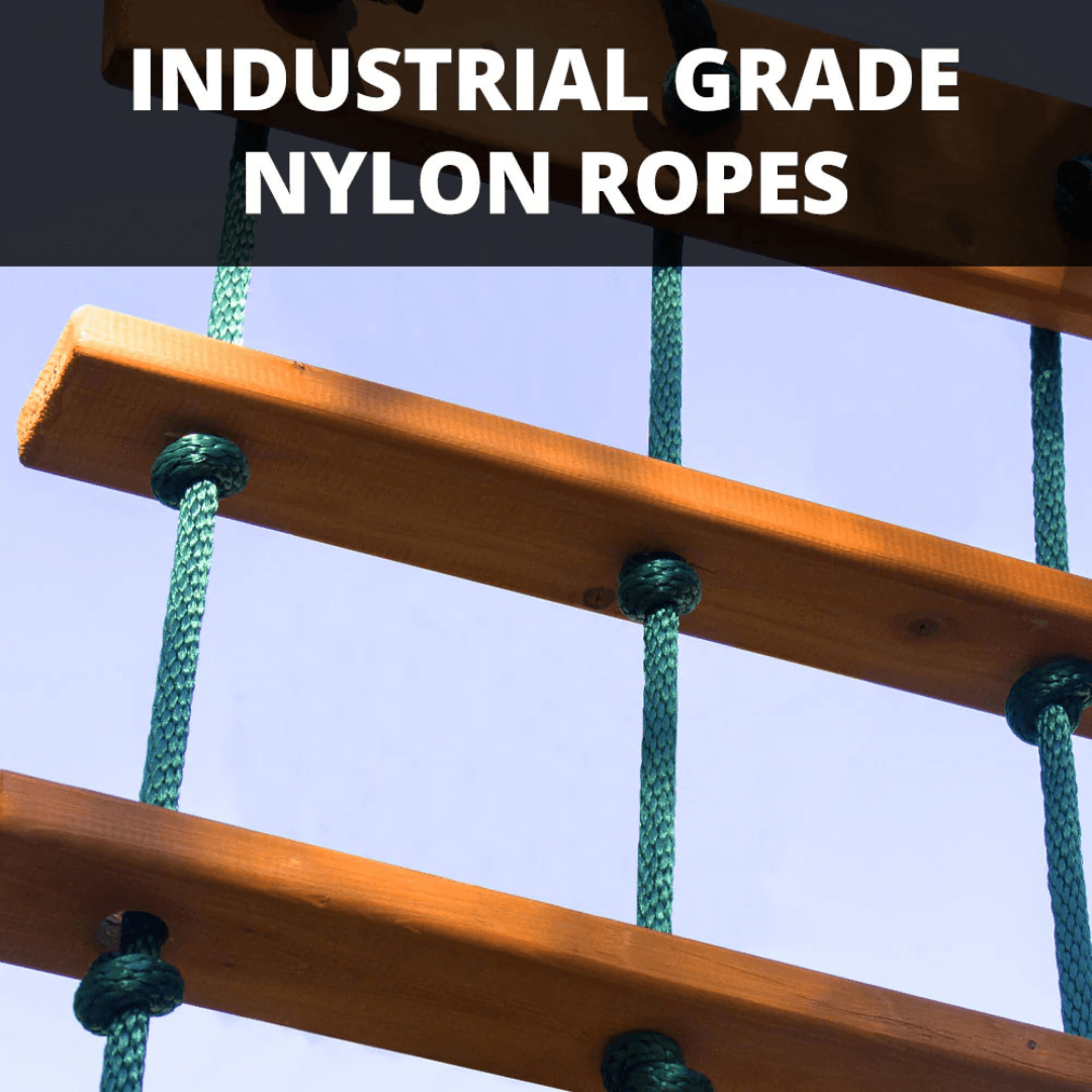 rope ladder showing industrial grade nylon ropes