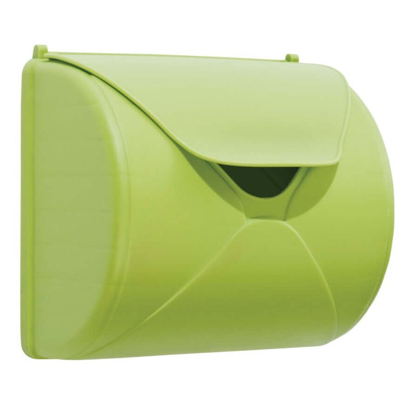 green letterbox with opening lid for a play area